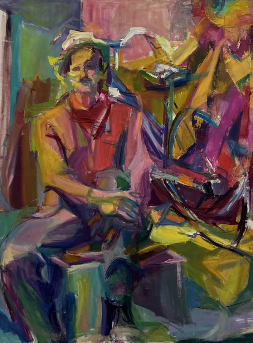 BARBARA YETERIAN (1939-2019, Armenian American) Figure: Oil on canvas 48 x 36 in