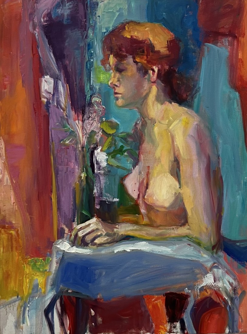 BARBARA YETERIAN (1939-2019, Armenian American) Nude: Oil on canvas 40 x 30 in