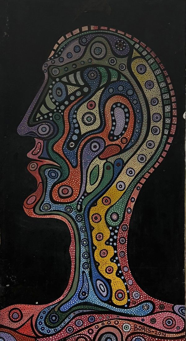 Modernist Portrait SIgned Boris, Miami Artist (1 of 5)