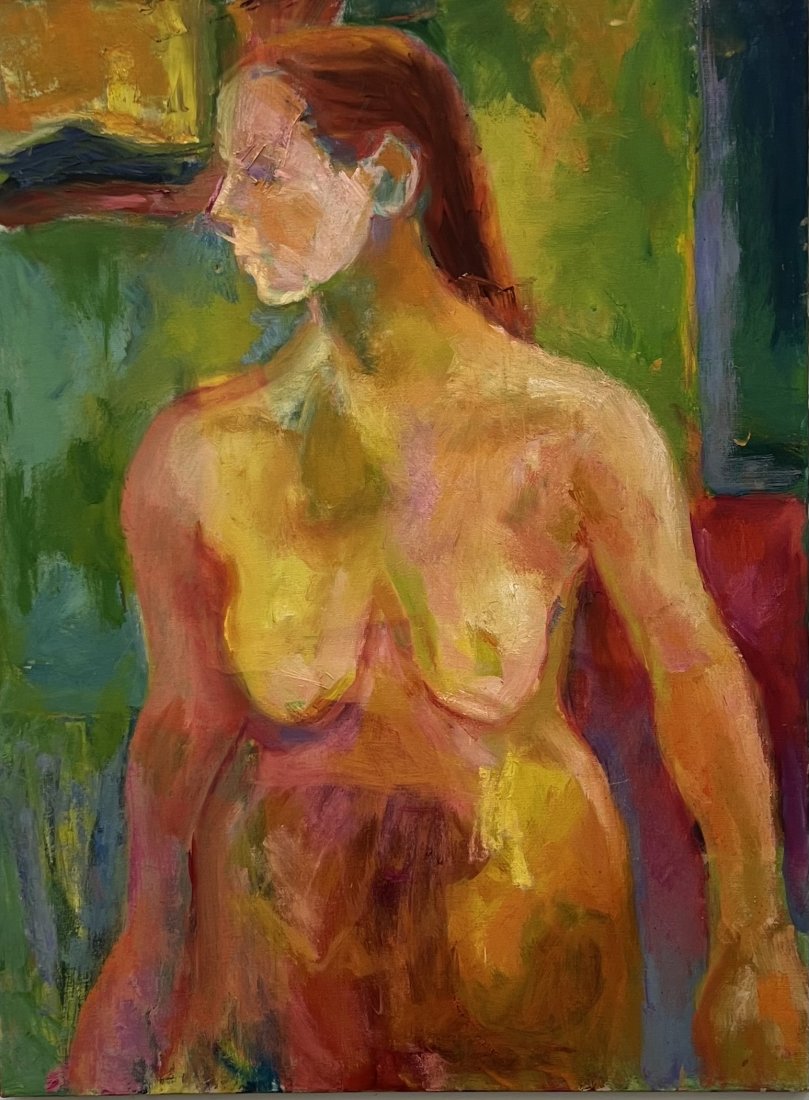 BARBARA YETERIAN (1939-2019, Armenian American) Nude: Oil on canvas 40 x 30 in