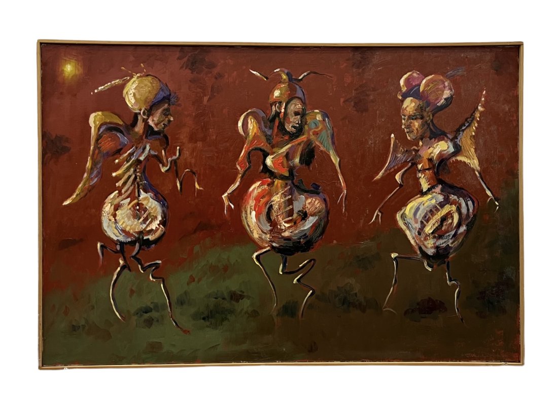 ROBERT HERNDON (20th c, American) Figures: Oil on canvas 36 x 24 in