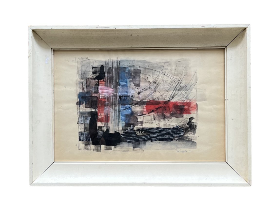 BERNARD SEGAL (1907-1986, New York) Abstract: Mixed media on paper. 21 x 14 in, 26 x 19 in (framed)