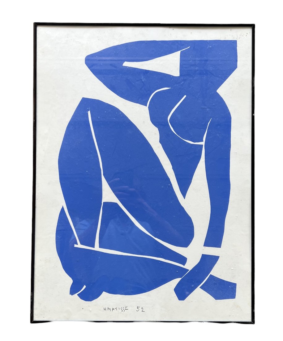 HENRI MATTISE, Blue Nude Vintage Lithograph: 23 x 17 in (framed)