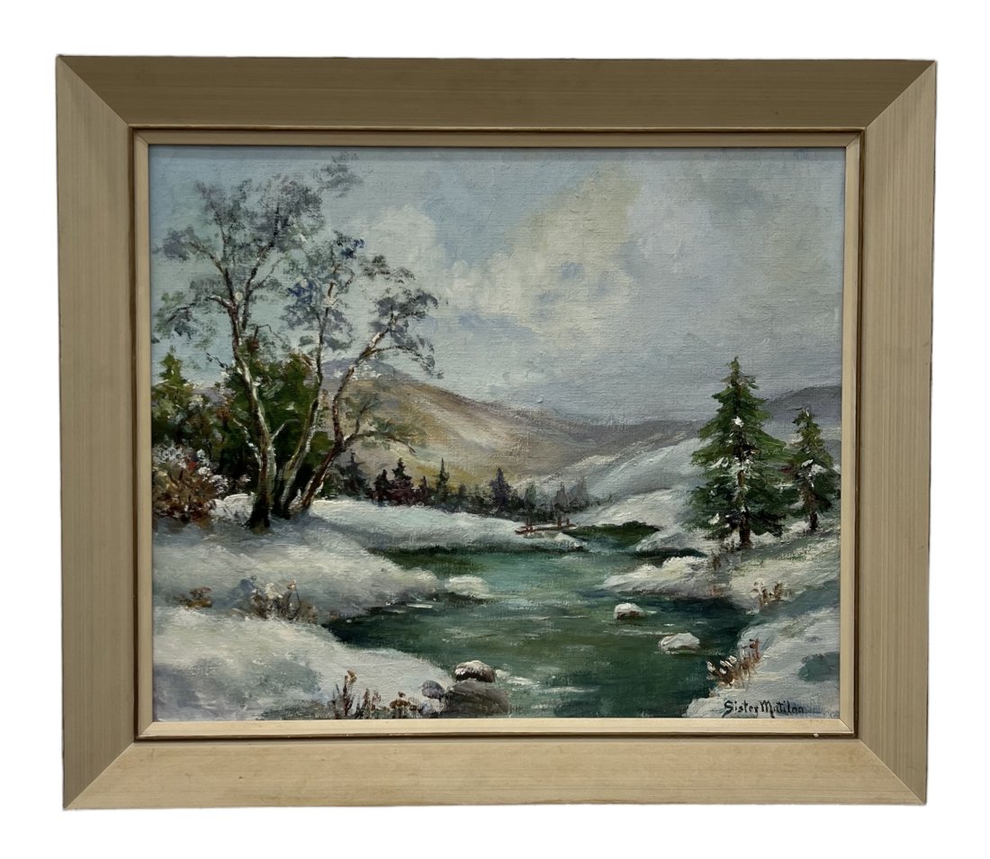 SISTER MATILDA (1887-1980, Ohio) Impressionist Landscape: Oil on canvas 24x 20 in