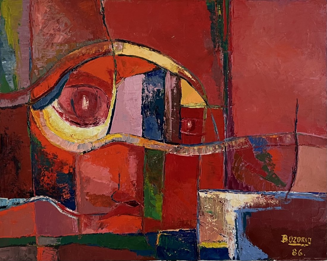 1980's Latin American Cubist Abstract, Signed: Signed Ozorio. Oil on canvas 30 x 24 in