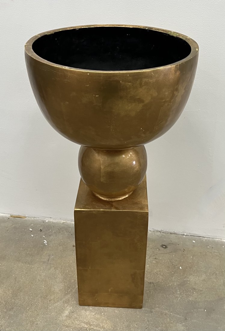 Regency Gilded Overscale Urn On Base, Neiman Marcus Prop: Size 39 1/2 x 19 1/2 in