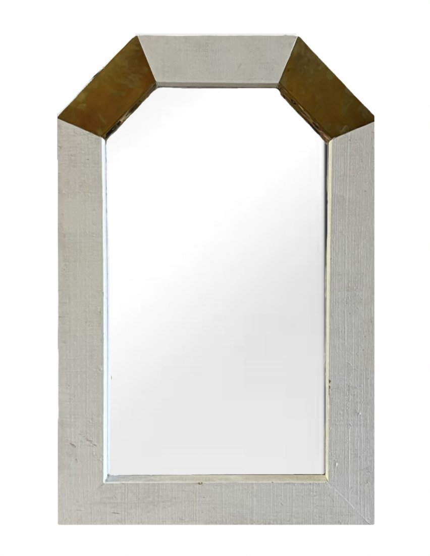 Karl Springer Style Brass & Wood Mid-Century Modern Mirror (1 of 4)