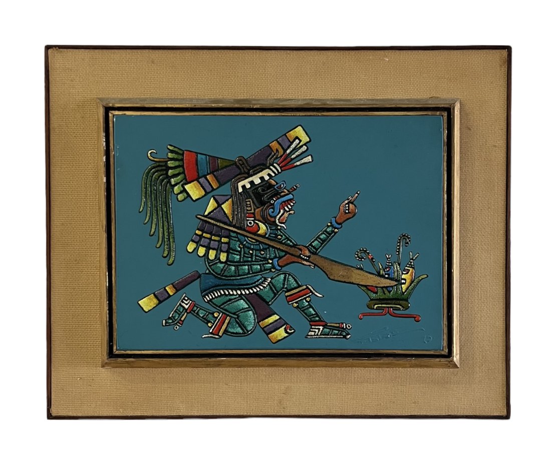 FELIPE ISLAS (1930-2009, Mexico) Aztec Figure Painted Relief (1 of 3)