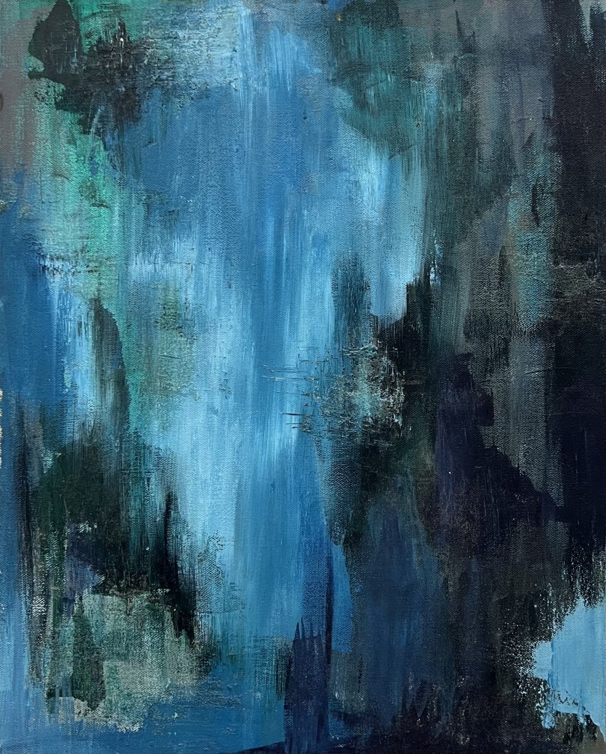 Vintage Abstract Expressionist Painting, Mystery Artist: Oil on canvas 20 x 16 in