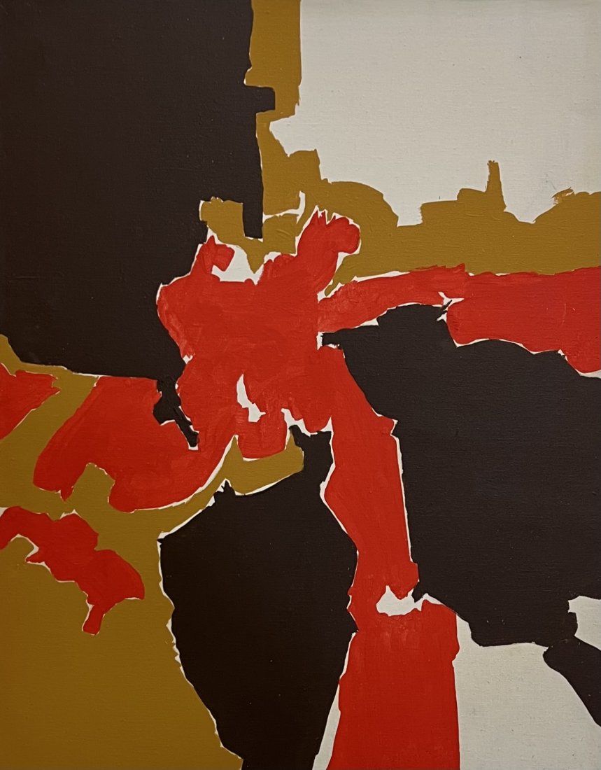 Vintage Abstract Painting, Mystery Artist: Oil on canvas 28 x 22 in