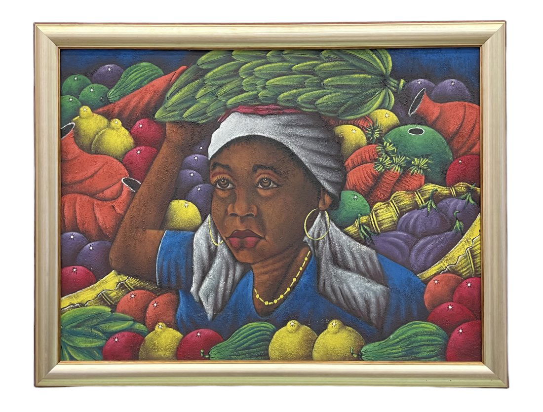 Haitian School Colorful Painting, Illegible Signature (1 of 3)