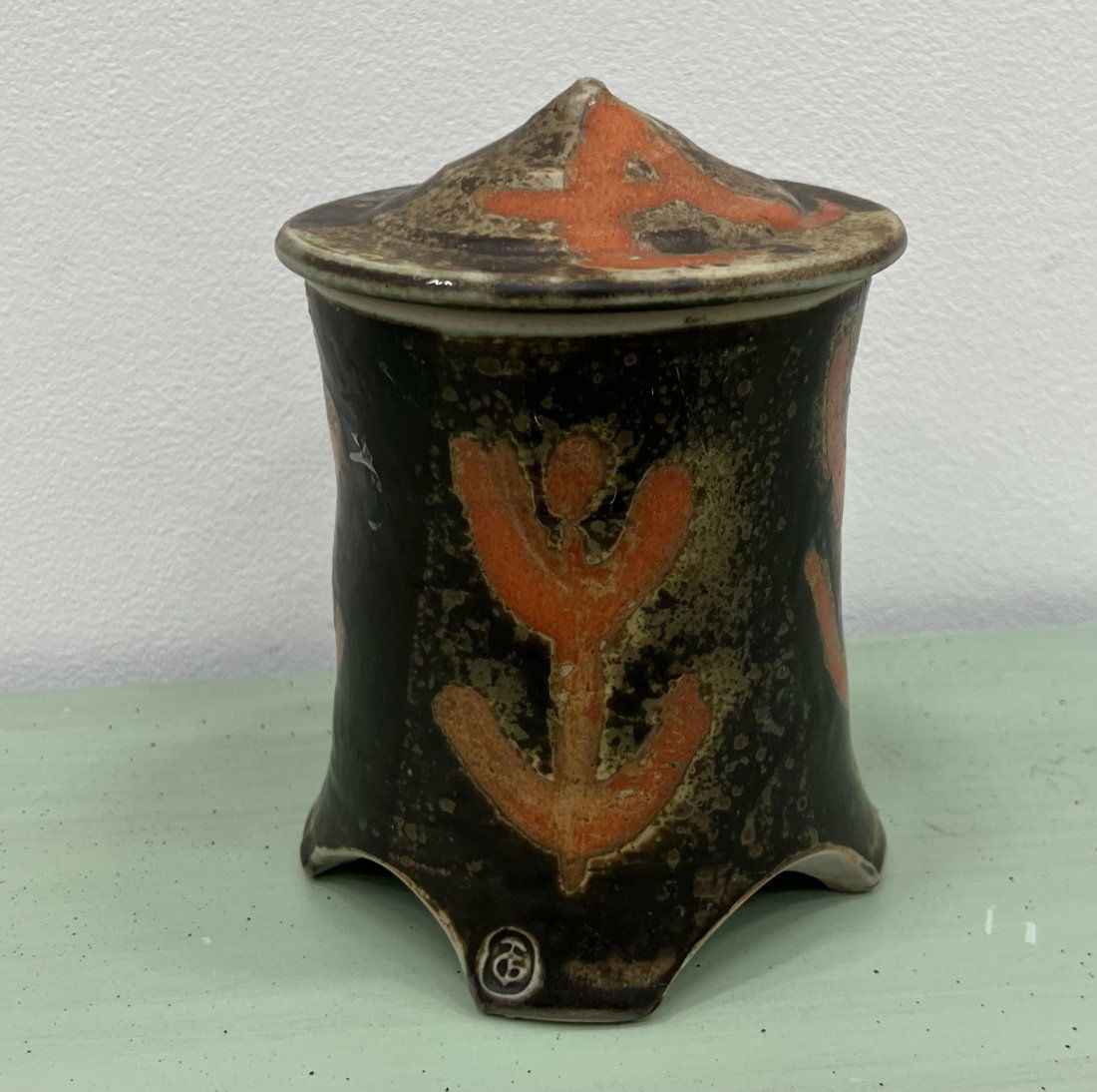 Mid-Century Modern  Ceramic Lidded Asian Jar, Marked (1 of 5)