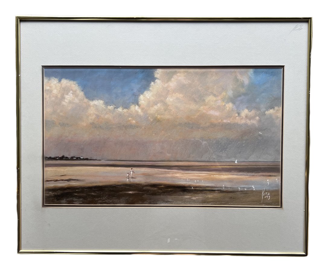 JACK KITZEROW (20th c, Florida) Beach Landscape: Pastel on paper 26 x 15 in, 32 x 26 in (framed)