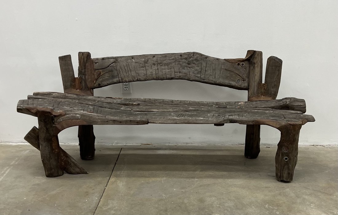 Artisan Crafted Wood & Iron Mid-Century Bench (1 of 6)