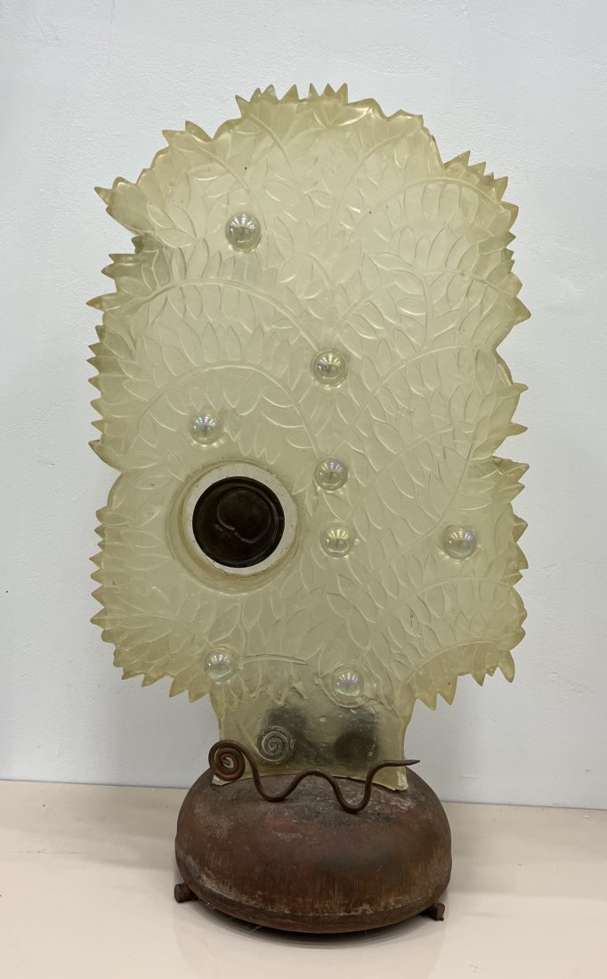 Unique Mid-Century Fiberglass & Metal Sculpture: 33 1/2 x 18 x 12 in