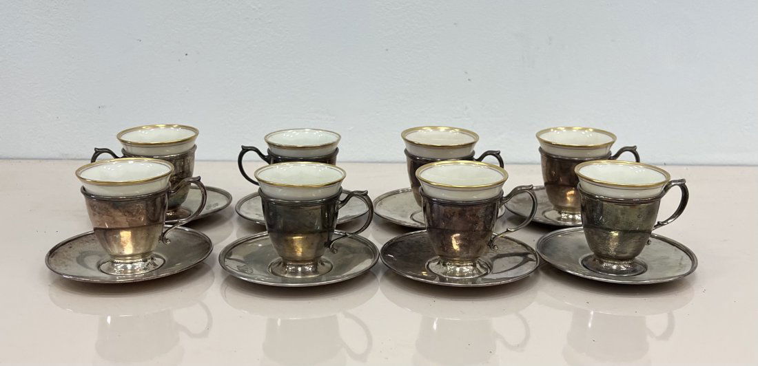 Set of 8 Tiffany & Co. Sterling Demitasse Cups w/ Saucers (1 of 6)