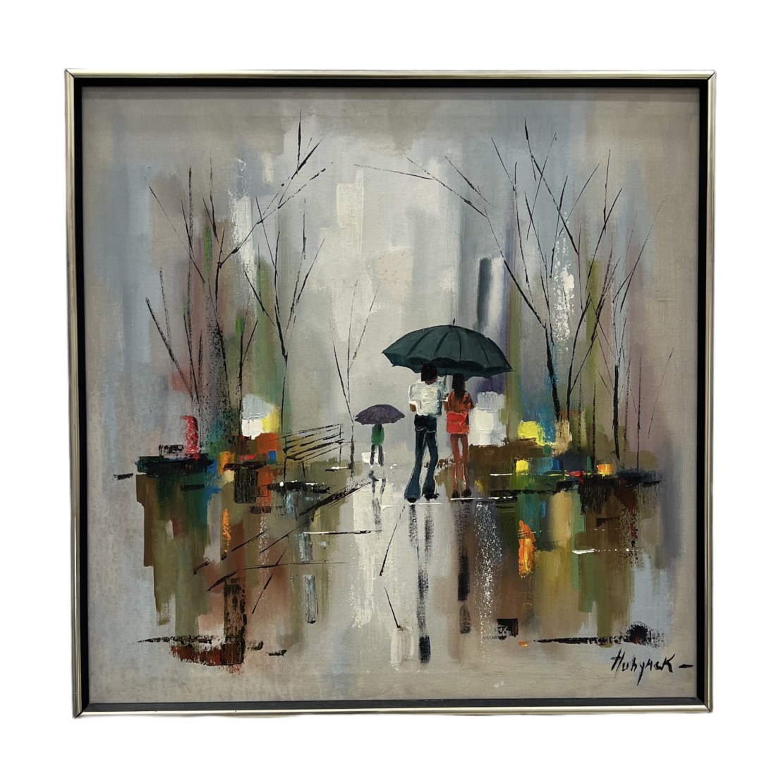 LOUISE HUBYACK (20th c, American) Modernist Landscape: 23 x 23 in