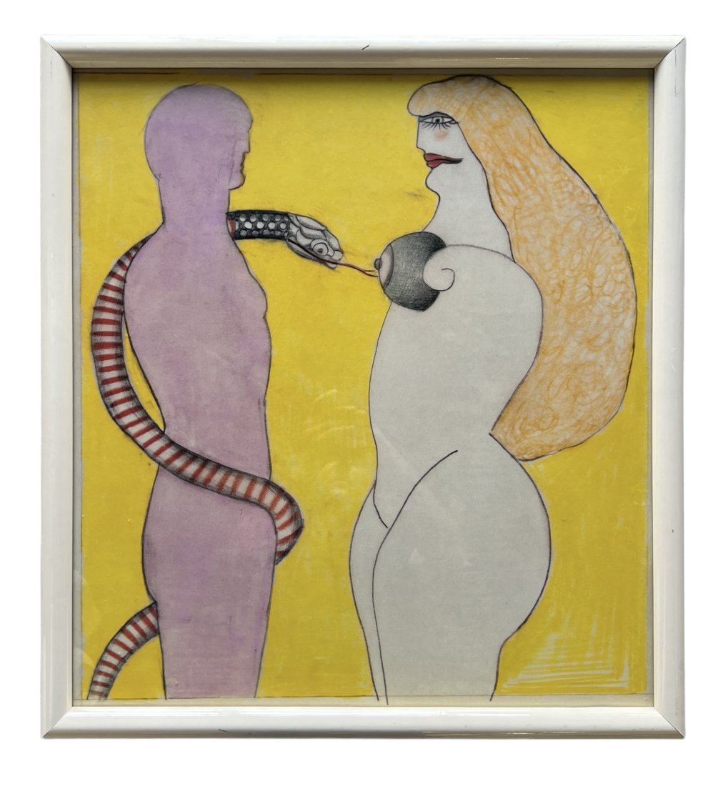 Mid-Century Modern Decorative Print Of Figures (1 of 2)