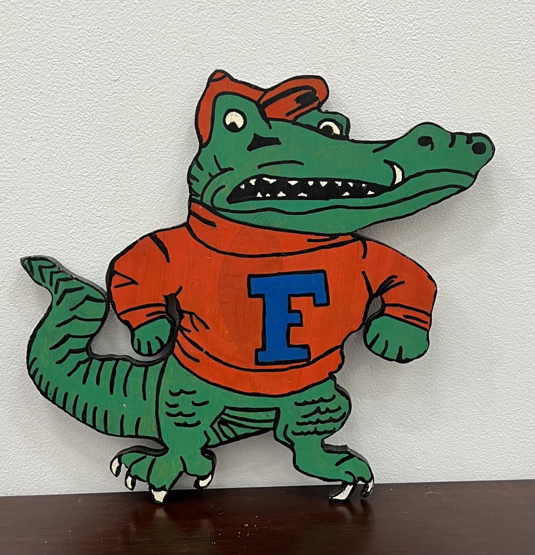 Florida Gator Fold Art Hand Painted Wood Gator: Size 14 x 14 1/2 in