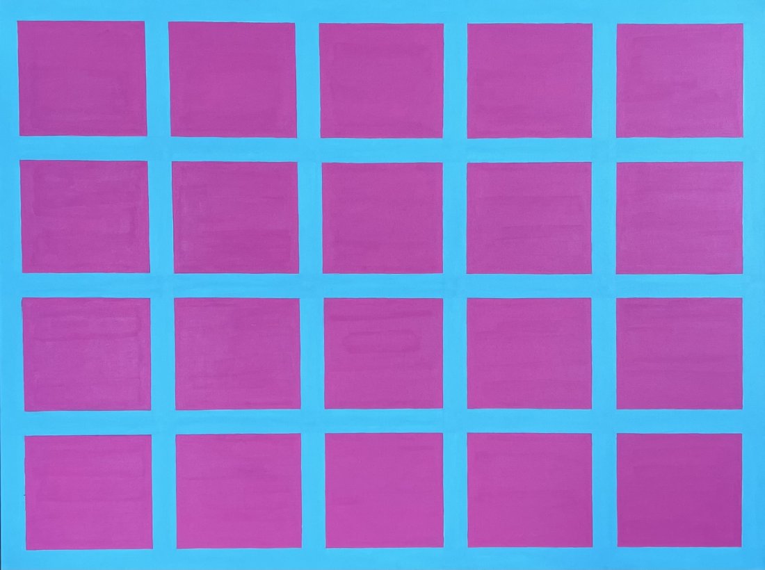 TIM RAY FISHER (b. 1969, Indiana) Geometric Abstract: 48 x 36 in. Oil on canvas