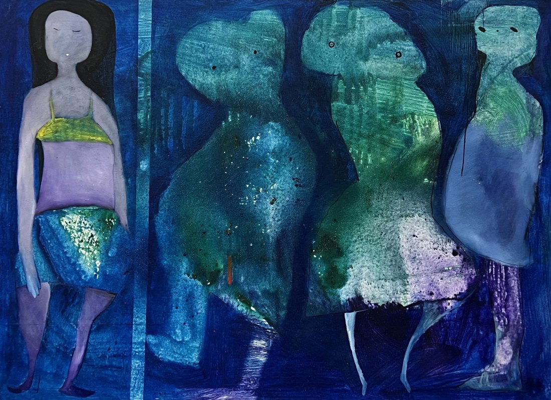 Monumental Modernist Abstract Of Figures, Mystery Artist (1 of 3)