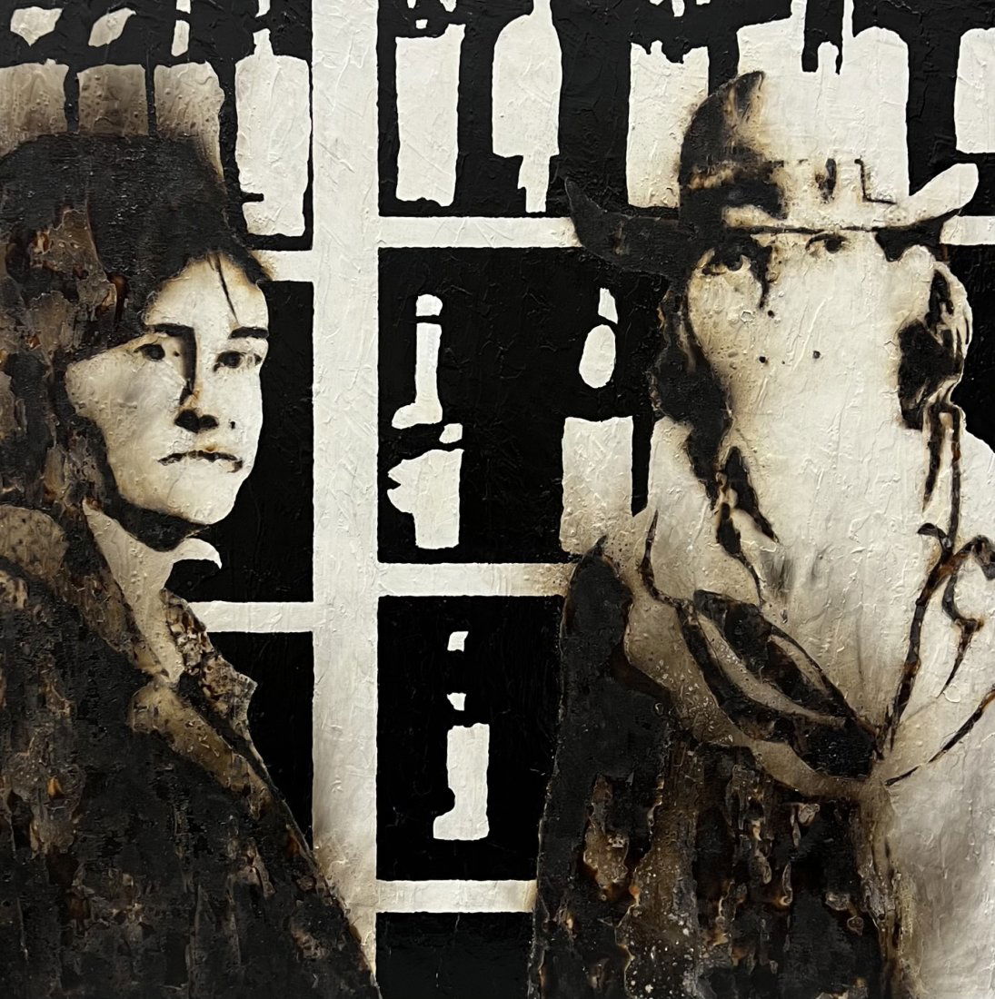 Modernist Pop Art Double Portrait Of Cowboy & Indian Western Theme (1 of 2)