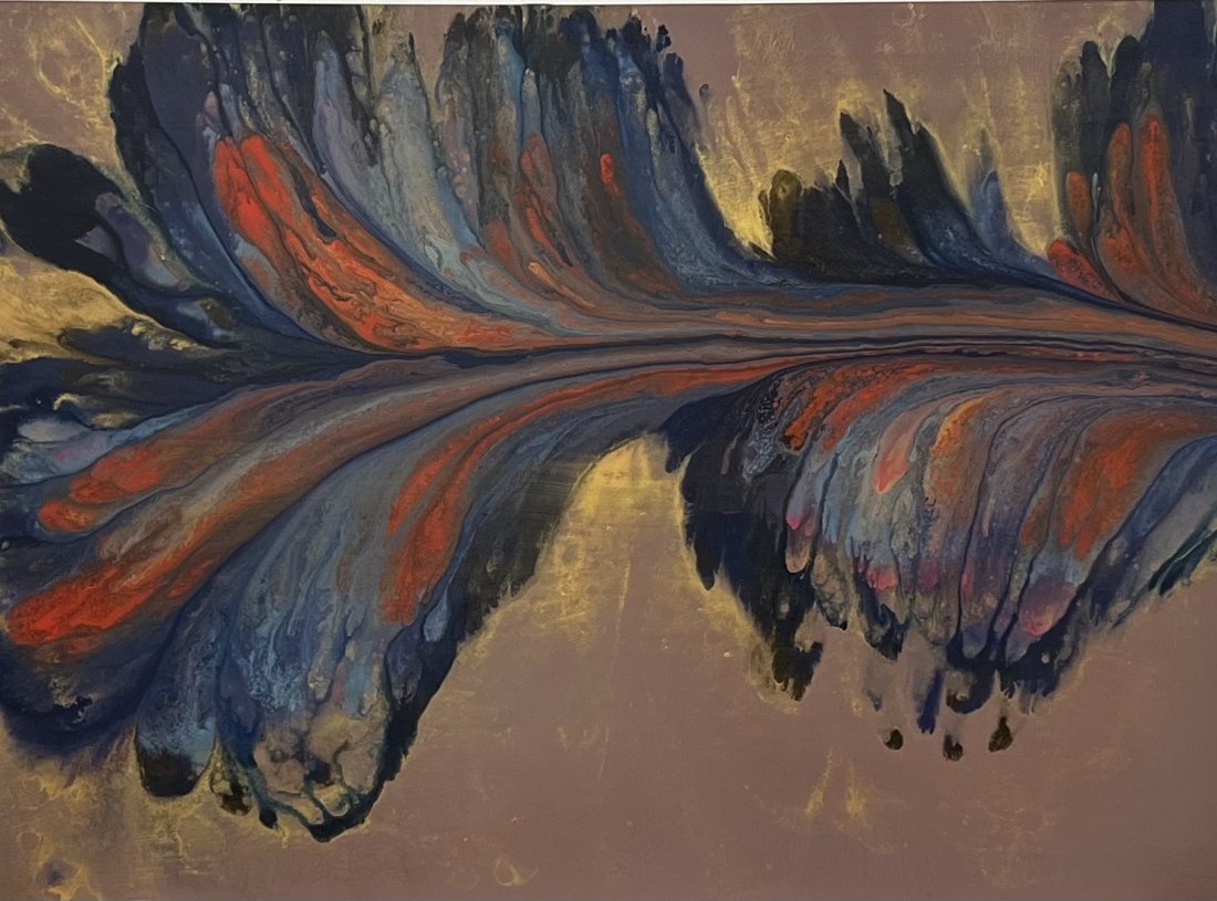 Large Mixed Media Abstract Painting: Mixed media on board 54 x 40 in