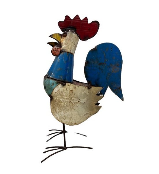 Vintage Folk Art Metal Rooster Garden Sculpture (1 of 6)