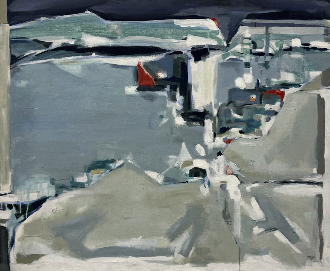 MADELINE GURSHA (20th c, American) Modernist Abstract Harbor Scene 1971 (1 of 4)