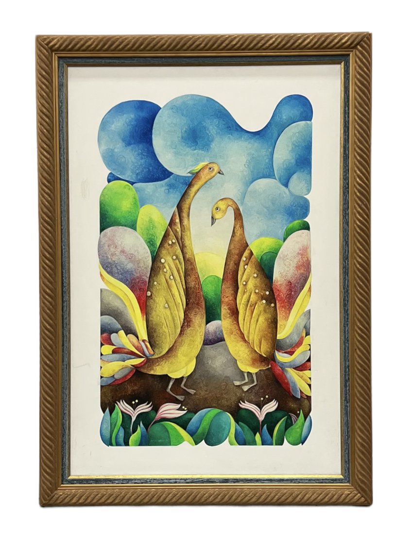 JACOB CHAYAT (1939-2019, Israeli) Monumental Painting: Oil on canvas 62 x 44 in (framed)