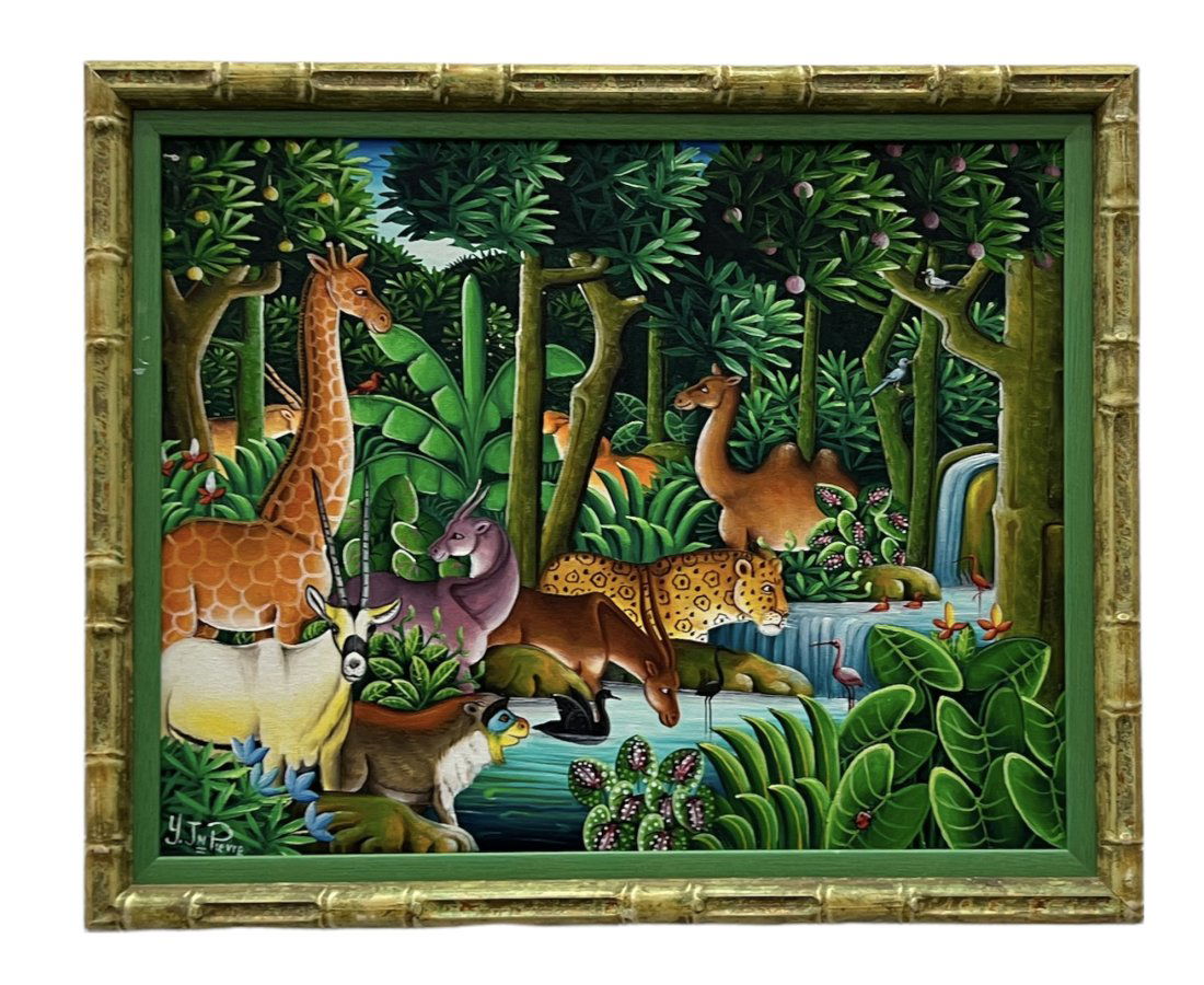JEAN PIERRE YVON (20th c, Haiti) Jungle Painting (1 of 3)