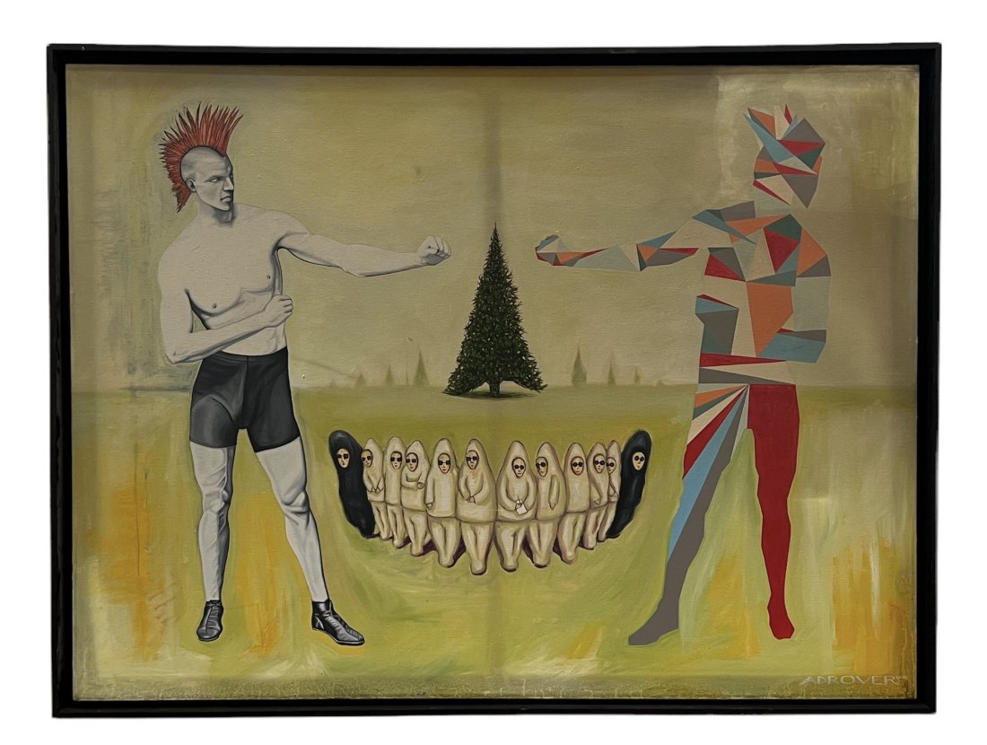 JAIME ADROVER (20th c, American): Mixed media on canvas 48 x 36 in, 50 x 38 in (framed)