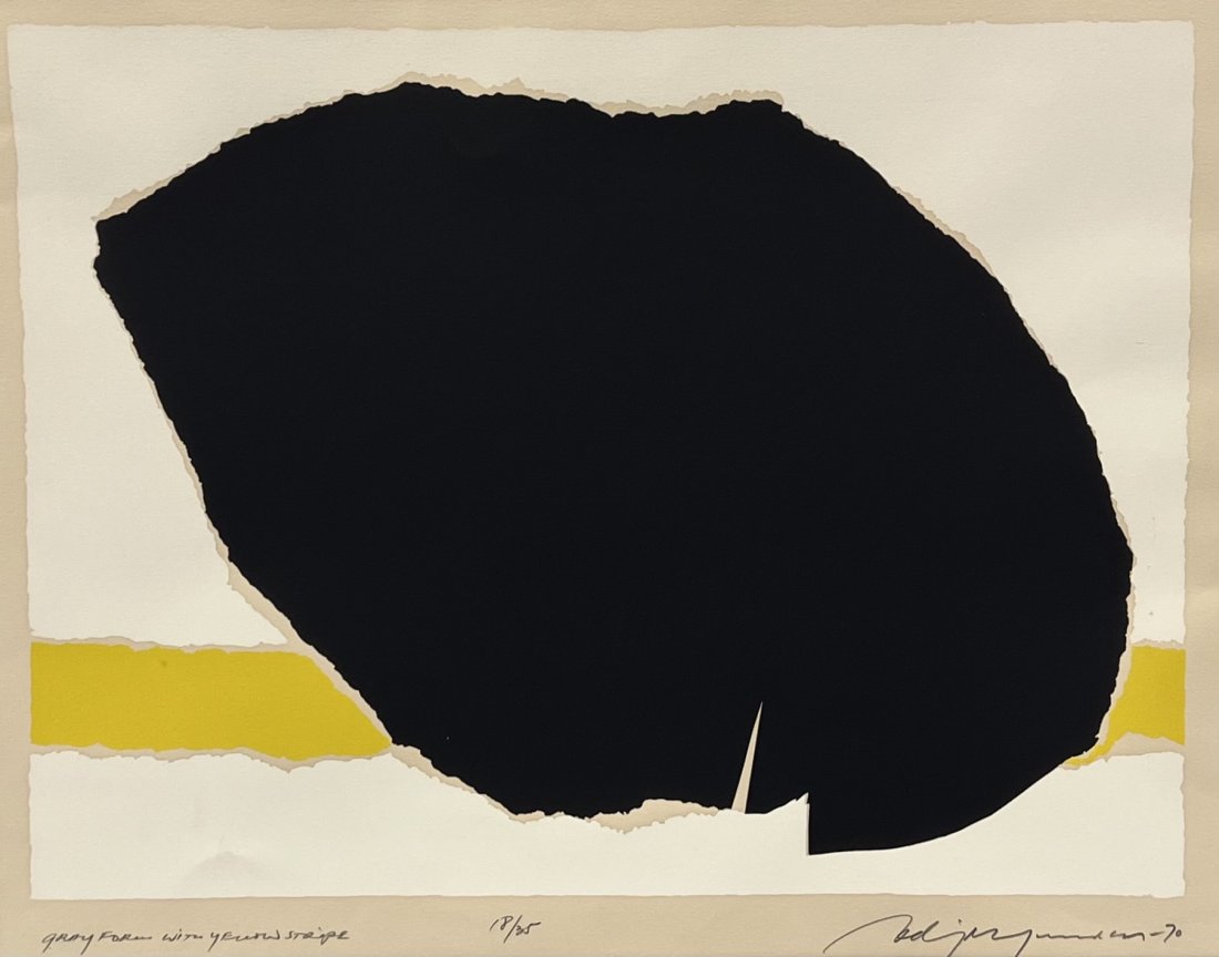ADJA YUNKERS (1900-1983, Latvia) Gray Form With Yellow Stripe (1 of 3)