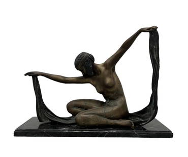 AFTER JEANNE ROBERTE COLINET, Art Deco Bronze Sculpture: after Claire Jeanne Roberte Colinet (Brazil 1880-1950). 18 1/2 x 7 x 13 in