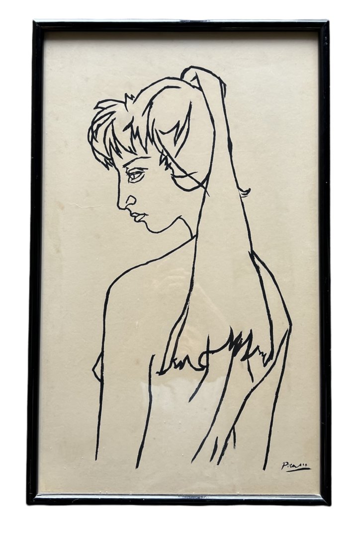 Vintage Picassio Serigraph Nude Print: 29 x 18 in (framed)