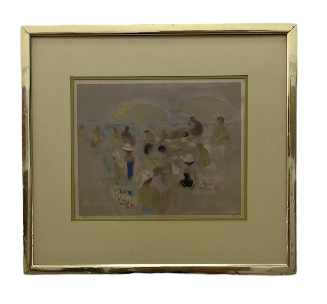 Modernist Beach Scene Pencil Signed Lithograph (1 of 5)