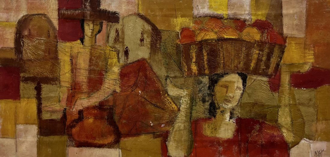 Mexican Modernist Mixed Media Collage On Canvas, Signed (1 of 3)