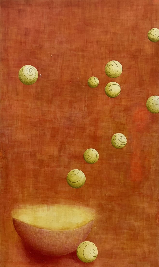 1990's Large Surrealist Futuristic Abstract, Illegible Signature On Back (1 of 3)