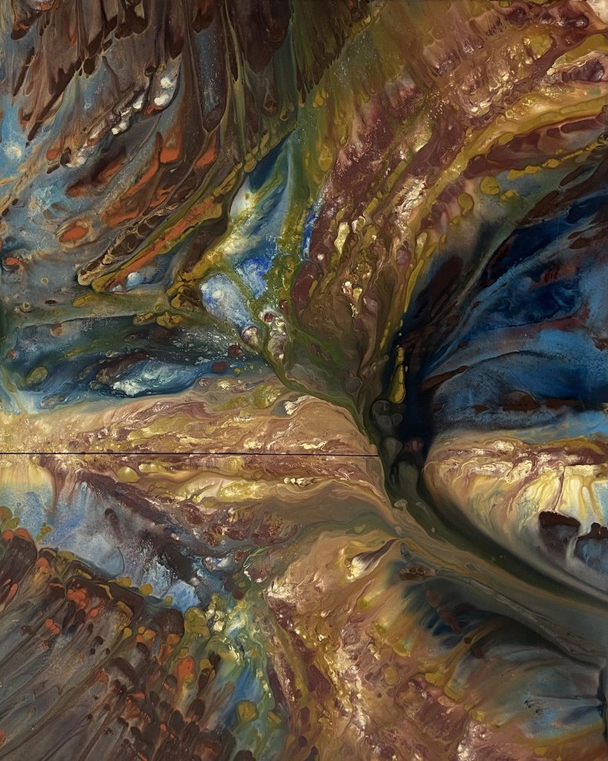 Large Mixed Media Abstract "Contemplting Vincent", Signed (1 of 2)