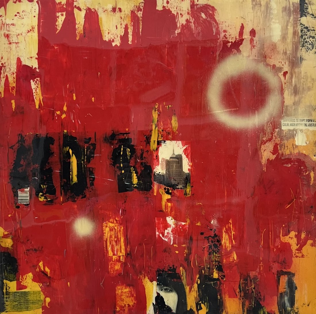 LEANNE MARIE ZAFUTO (20th c, American) Abstract: Mixed media on board 24 x 24 in