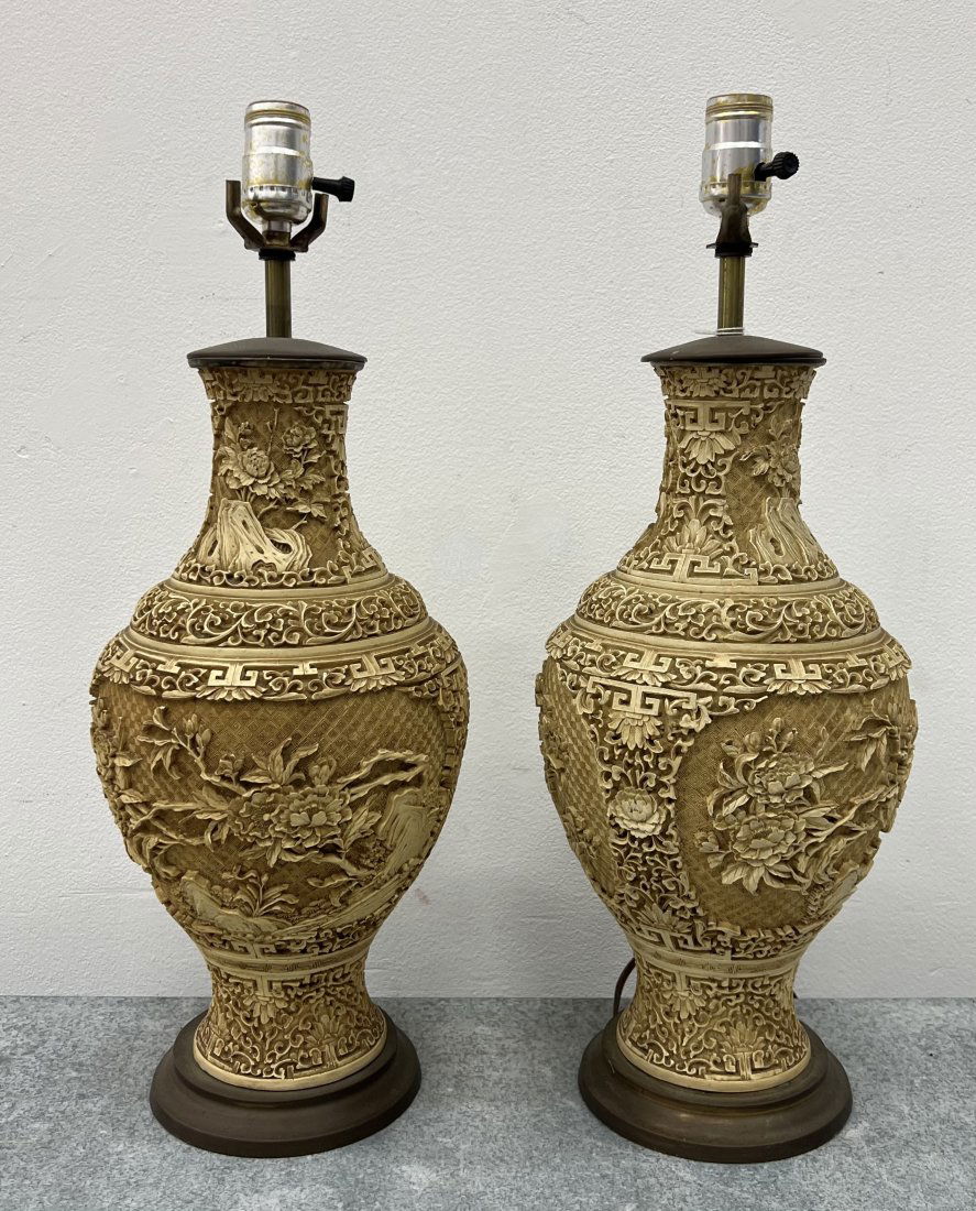 Pair Of Vintage Asian Table Lamps (1 of 3)