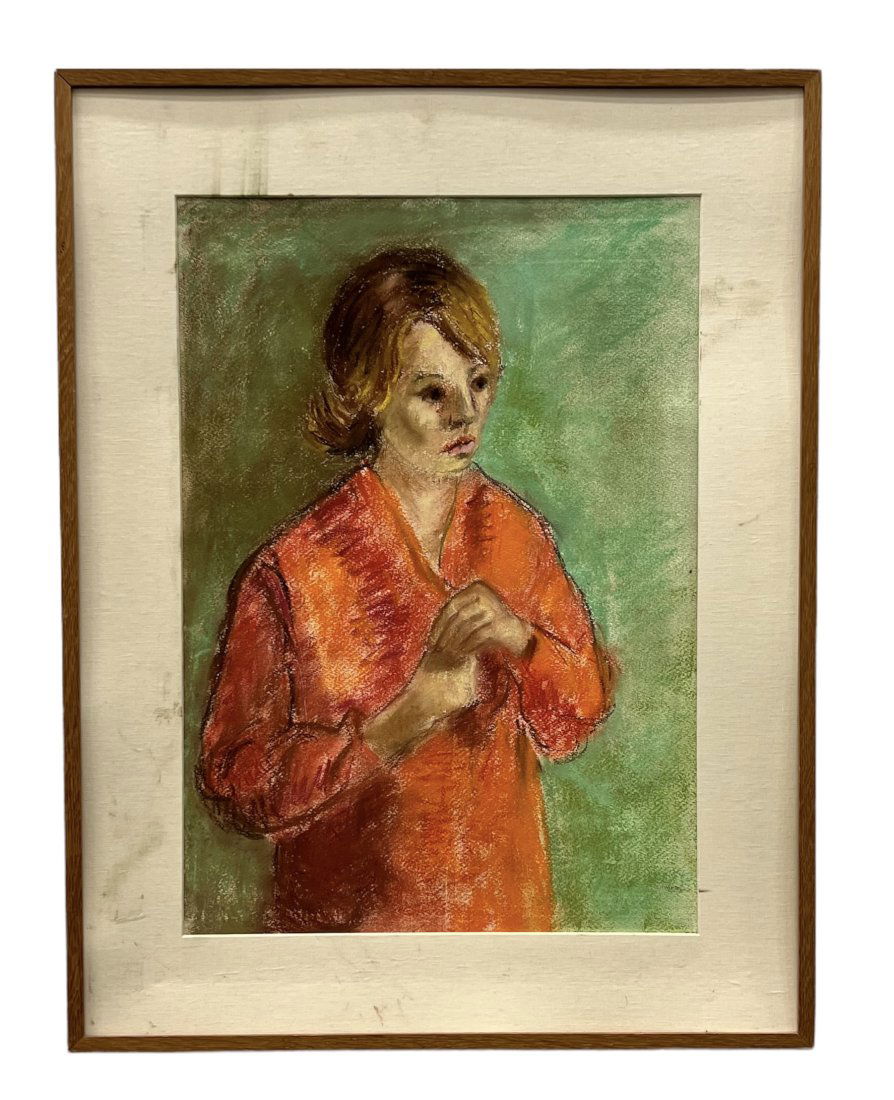 Modernist Pastel Portrait Of A Woman, Unsigned (1 of 2)