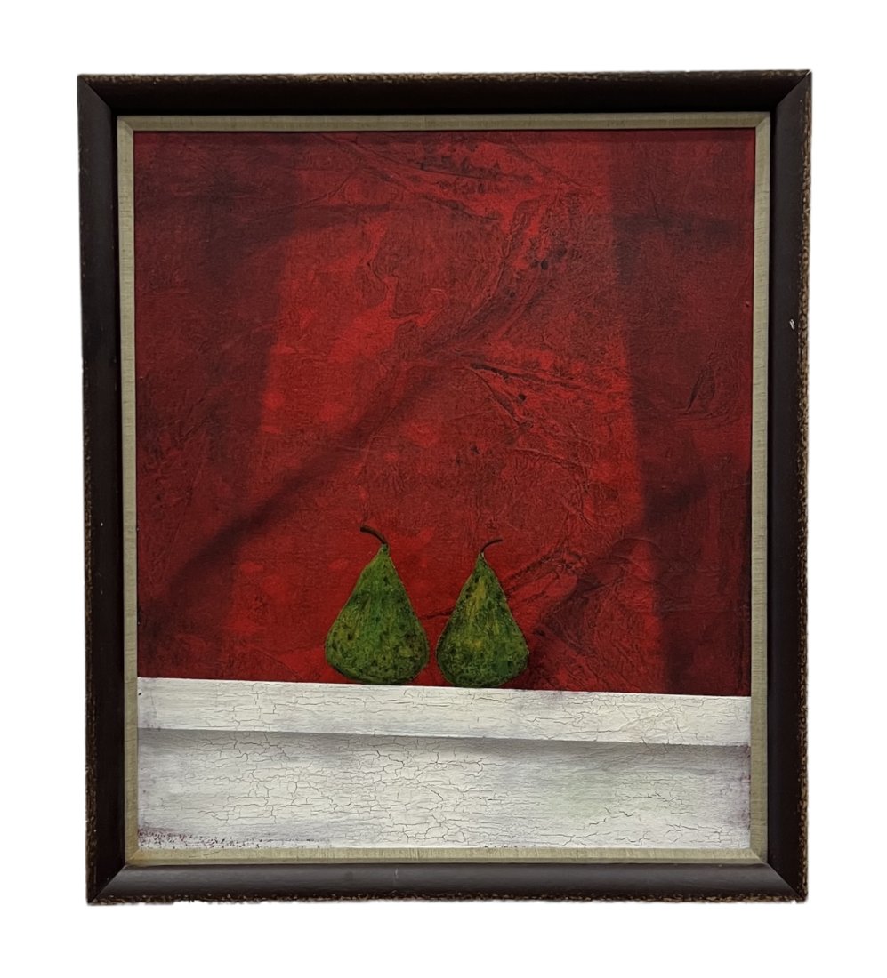 Modernist Still Life Of Pears: Oil on canvas 36 x 32 in (framed)