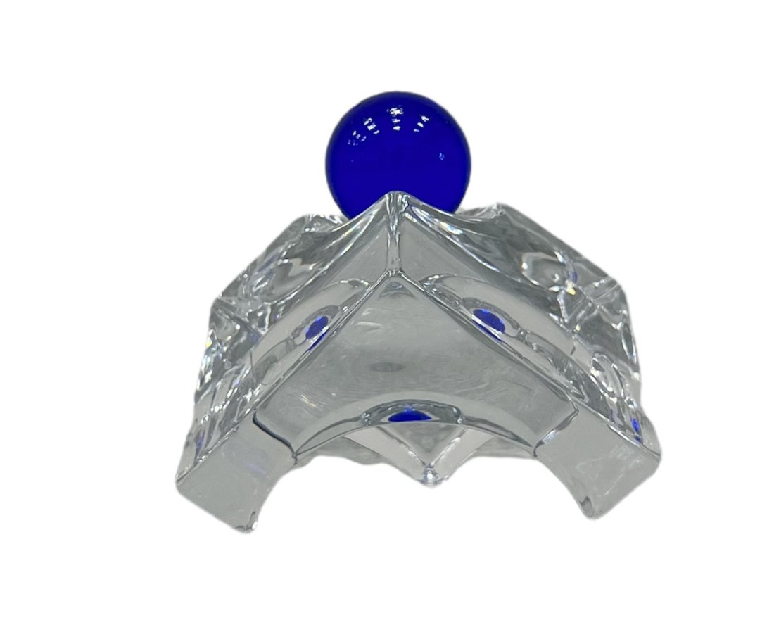 Daum Crystal Geometric Ashtray with Cobalt Blue Smothering Ball (1 of 2)
