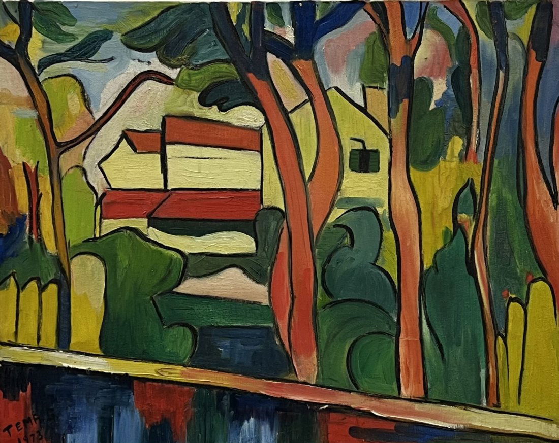 Modernist Fauvist Landscape Signed By Unknown Artist 1973 (1 of 3)