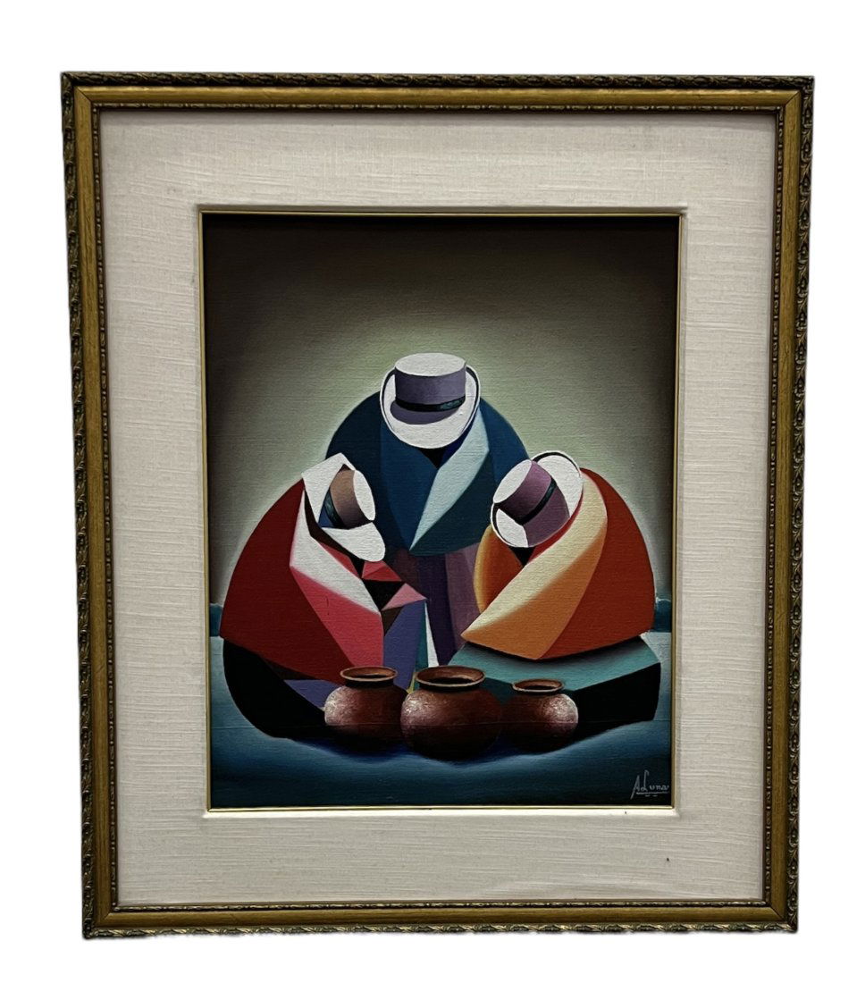 Mexican Cubist Painting Signed A. Luna (1 of 3)