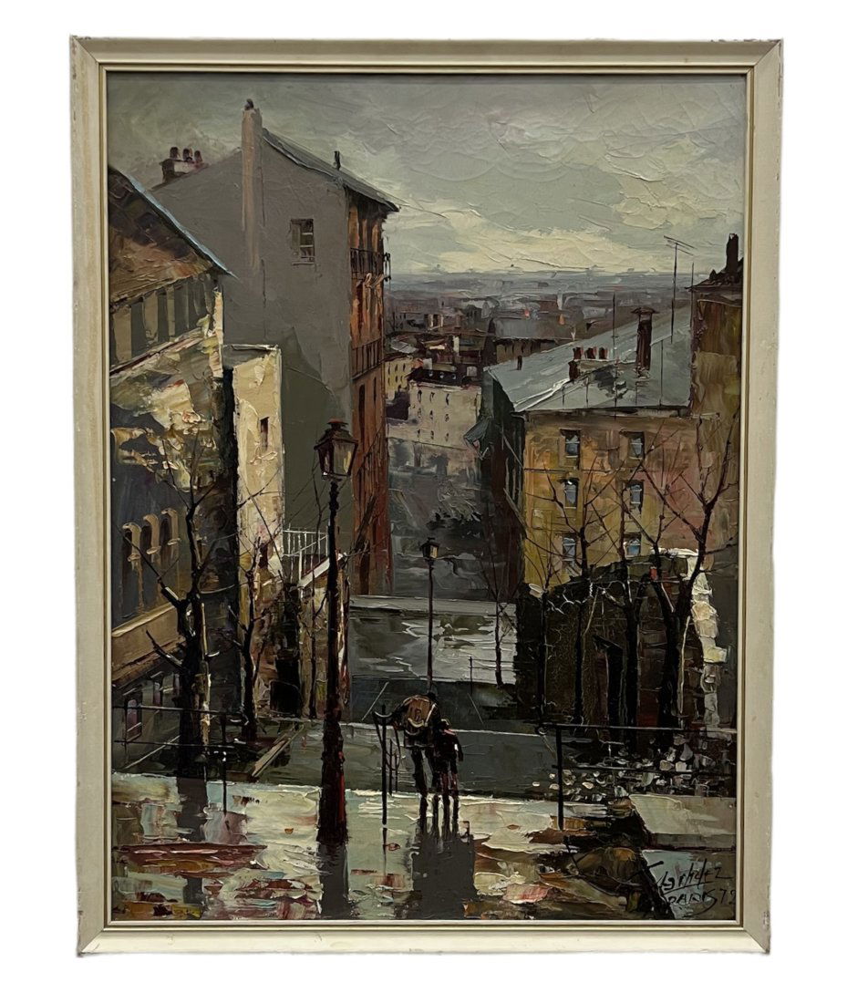 1970's French Impressionist Paris City Scene Illegible Signature (1 of 3)