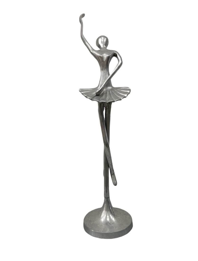Vintage Modernist Metal Sculpture Of A Dancer: Size 31 x 8 in