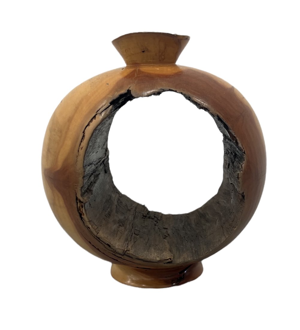 WAYNE KNUTESON (20th, American) "Aspen" Boho Wood Sculpture: 10 x 9 x 7 in