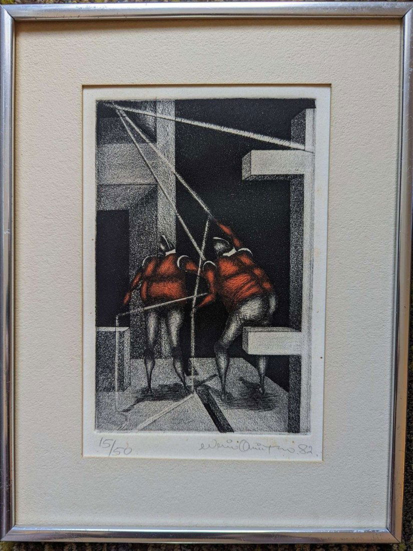 NERIO QUINTERO (20th c, Venezuela) Etching Dated 1982 (1 of 2)